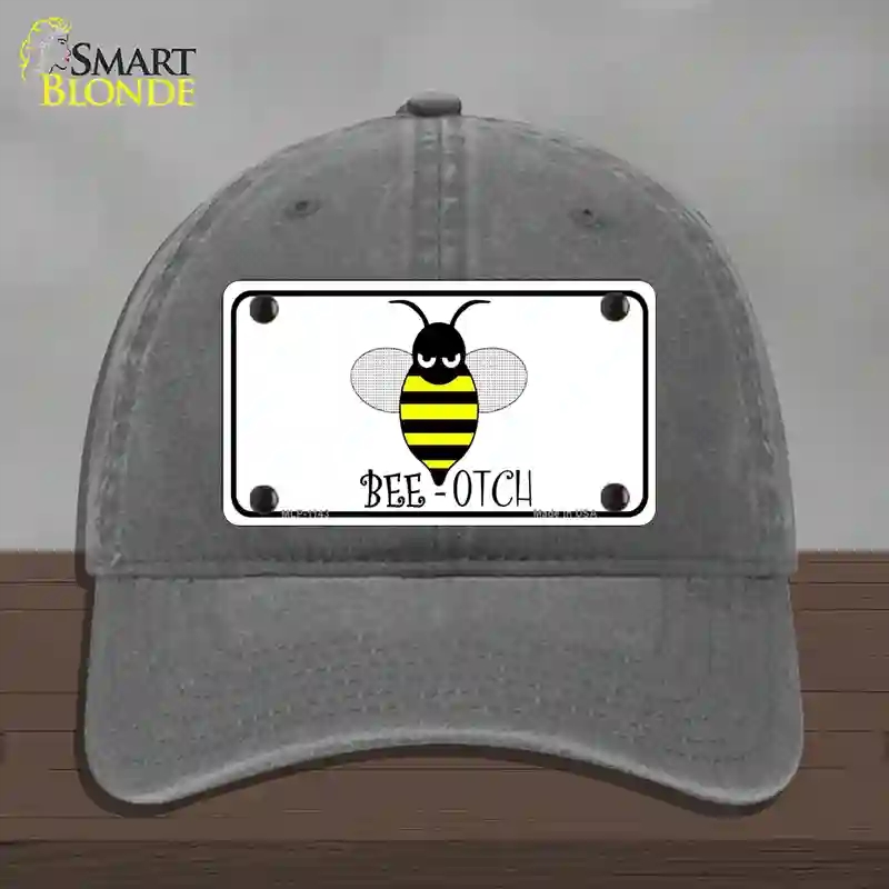 HAT08-MLP-1143 4 x 2.2 in. Bee-otch Novelty License Plate Hat, Charcoal - Unconstructed Cotton