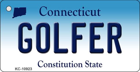 KC-10923 1.5 x 3 in. Golfer Connecticut State License Plate Key Chain