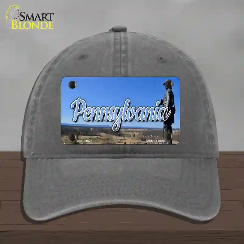 HAT08-MLP-11627 4 x 2.2 in. Pennsylvania Gettysburg Statue State Novelty License Plate Hat, Charcoal - Unconstructed Cotton