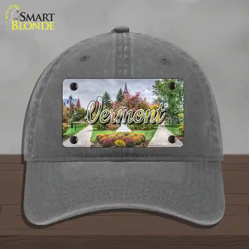 HAT08-MLP-11635 4 x 2.2 in. Vermont State Building State Novelty License Plate Hat, Charcoal - Unconstructed Cotton