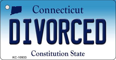 KC-10933 1.5 x 3 in. Divorced Connecticut State License Plate Key Chain