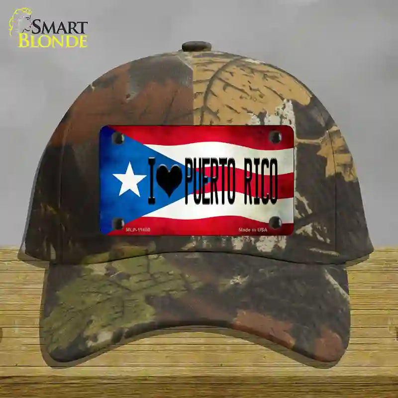 HAT06-MLP-11409 4 x 2.2 in. I Love Puerto Rico Flag Novelty License Plate Hat, Camouflage - Cotton