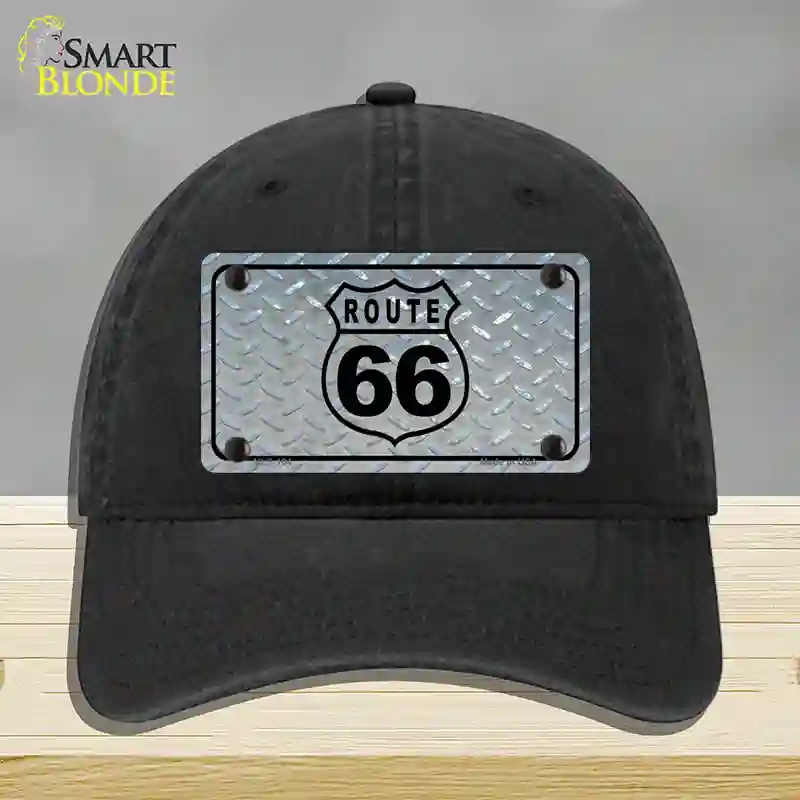 HAT07-MLP-104 4 x 2.2 in. Route 66 Shield Diamond Novelty License Plate Hat, Black - Unconstructed Cotton