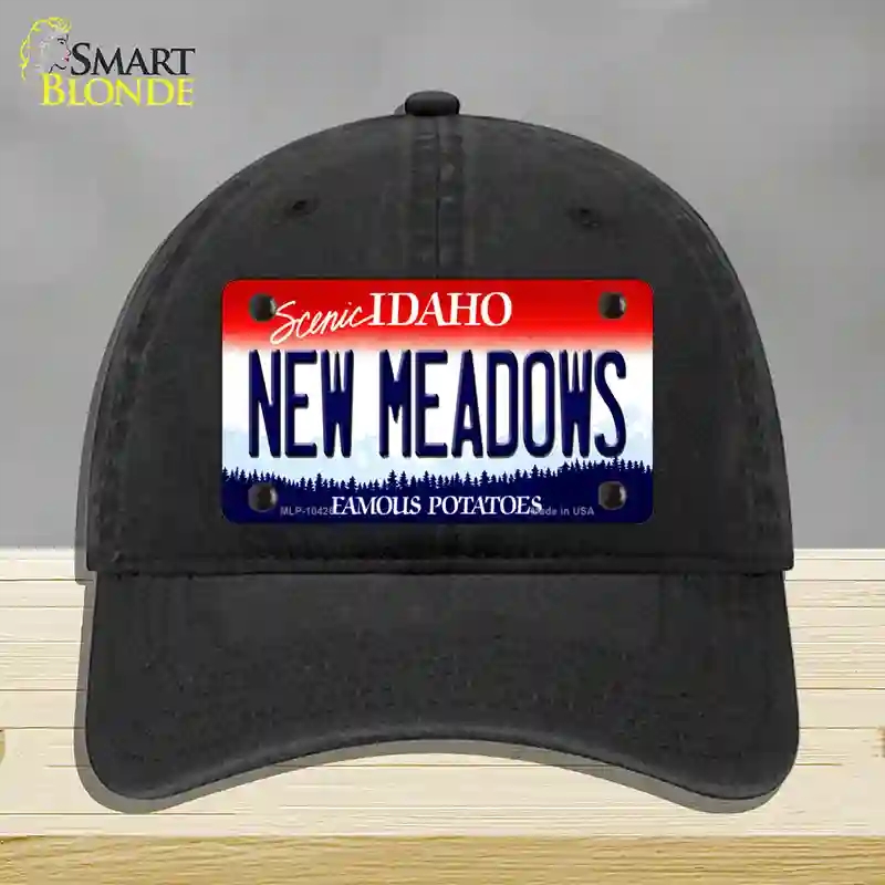 HAT07-MLP-10426 4 x 2.2 in. Meadows Idaho Novelty License Plate Hat, Black - Unconstructed Cotton
