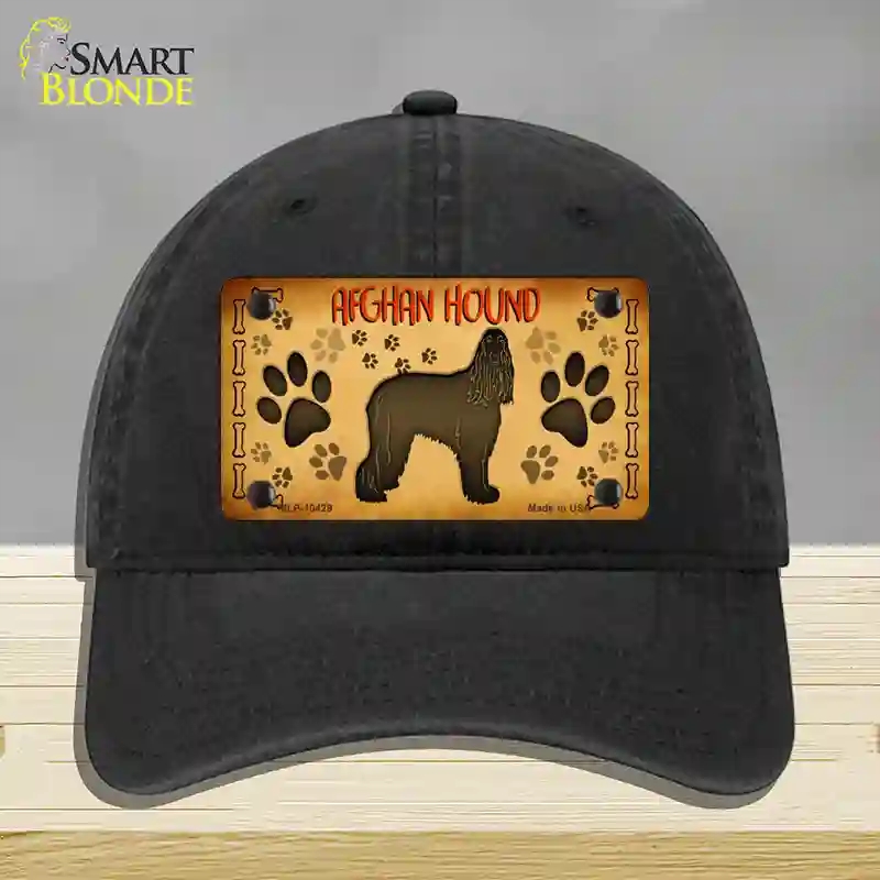 HAT07-MLP-10429 4 x 2.2 in. Afghan Hound Novelty License Plate Hat, Black - Unconstructed Cotton