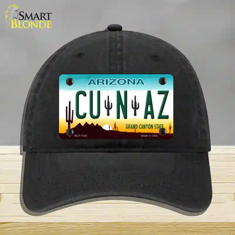 HAT07-MLP-1044 4 x 2.2 in. Cu N Az Novelty License Plate Hat, Black - Unconstructed Cotton
