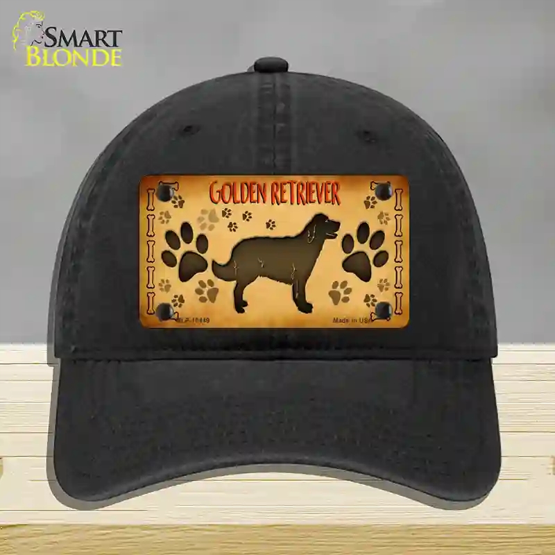 HAT07-MLP-10449 4 x 2.2 in. Golden Retriever Novelty License Plate Hat, Black - Unconstructed Cotton