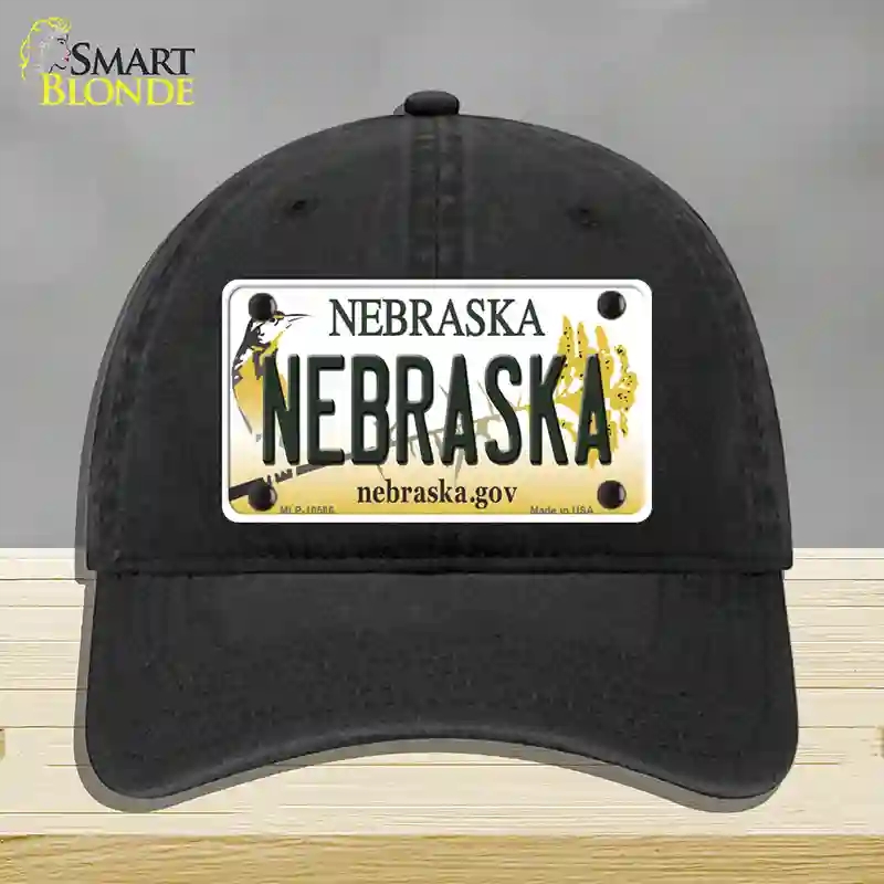 HAT07-MLP-10566 4 x 2.2 in. Nebraska Gov Novelty License Plate Hat, Black - Unconstructed Cotton