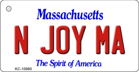KC-10980 1.5 x 3 in. N Joy MA Massachusetts State License Plate Key Chain