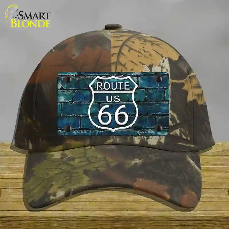 HAT06-MLP-11456 4 x 2.2 in. Route 66 Blue Brick Wall Novelty License Plate Hat, Camouflage - Cotton