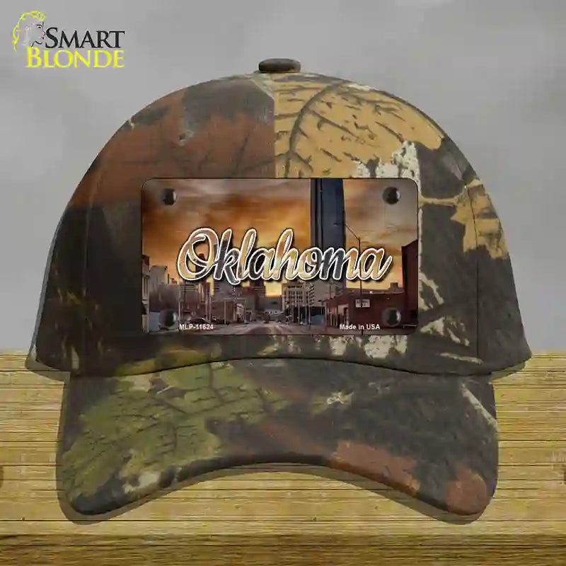 HAT06-MLP-11624 4 x 2.2 in. Oklahoma Sunset Skyline State Novelty License Plate Hat, Camouflage - Cotton