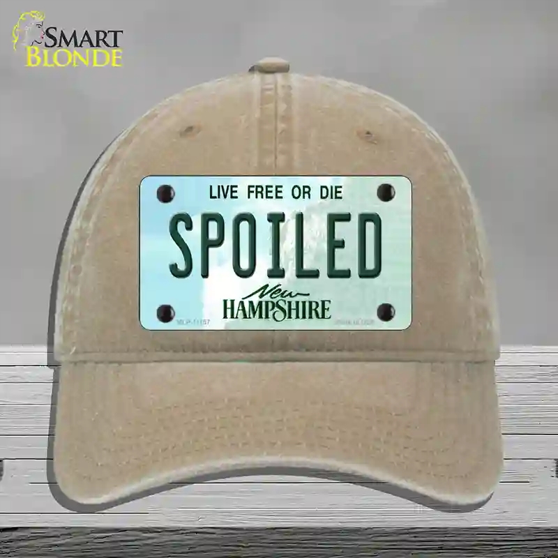 HAT09-MLP-11157 4 x 2.2 in. Spoiled Hampshire State Novelty License Plate Hat, Khaki - Unconstructed Cotton
