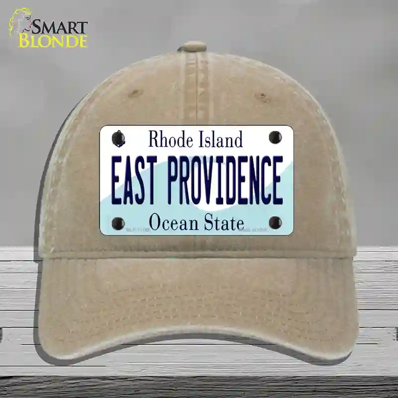 HAT09-MLP-11189 4 x 2.2 in. East Providence Rhode Island State Novelty License Plate Hat, Khaki - Unconstructed Cotton