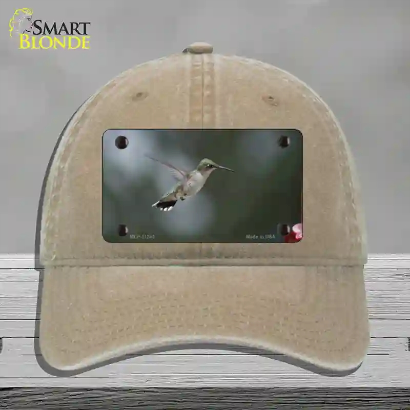 HAT09-MLP-11243 4 x 2.2 in. Hummingbird in Flight Novelty License Plate Hat, Khaki - Unconstructed Cotton