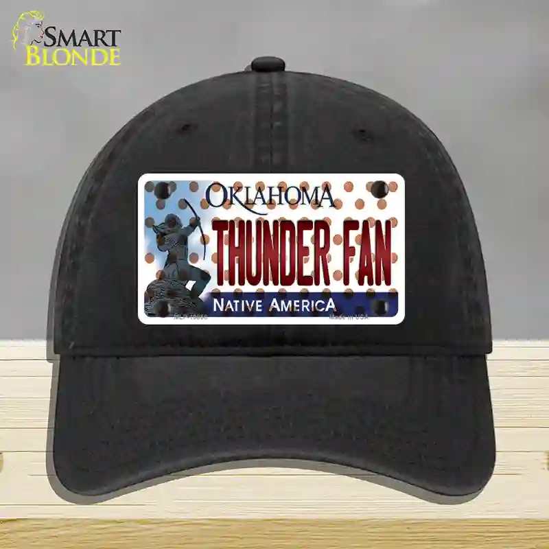 HAT07-MLP-10868 4 x 2.2 in. Thunder Fan Oklahoma Novelty License Plate Hat, Black - Unconstructed Cotton
