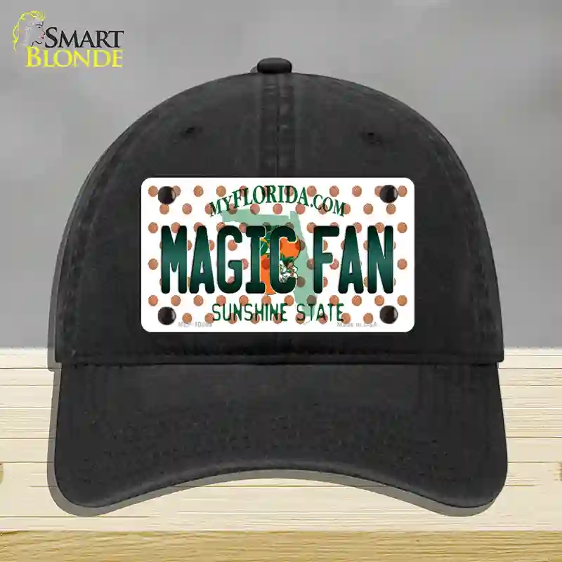 HAT07-MLP-10869 4 x 2.2 in. Magic Fan Florida Novelty License Plate Hat, Black - Unconstructed Cotton