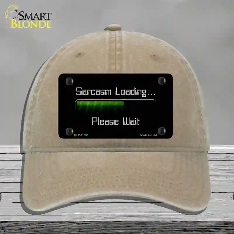 HAT09-MLP-11890 4 x 2.2 in. Sarcasm Loading Novelty License Plate Hat, Khaki - Unconstructed Cotton