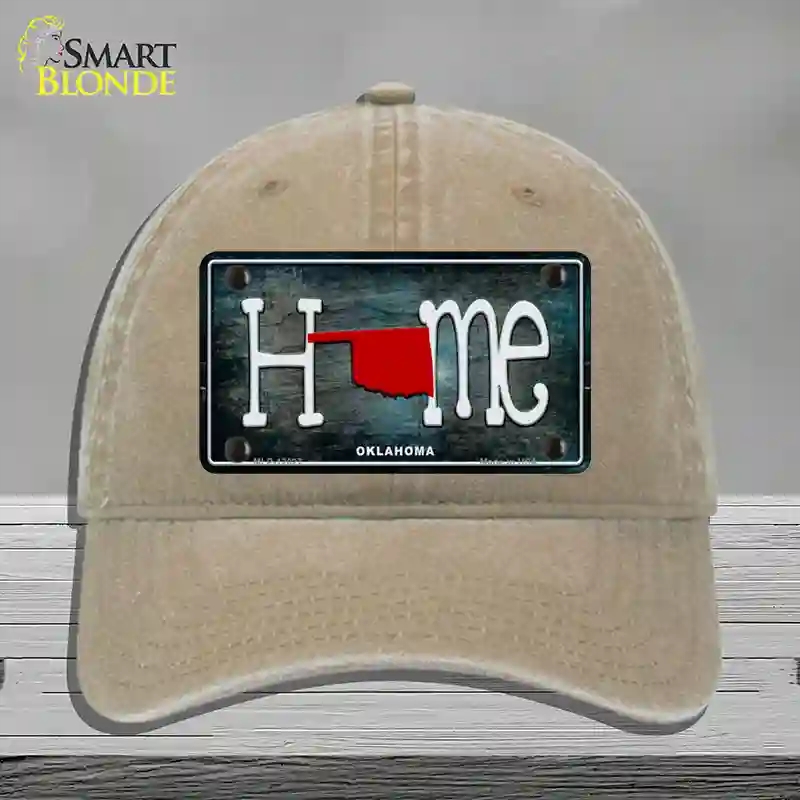 HAT09-MLP-12027 4 x 2.2 in. Oklahoma Home State Outline Novelty License Plate Hat, Khaki - Unconstructed Cotton