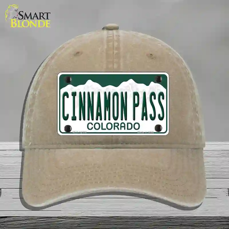 HAT09-MLP-12150 4 x 2.2 in. Cinnamon Pass Colorado Novelty License Plate Hat, Khaki - Unconstructed Cotton