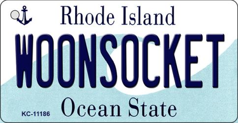 KC-11186 1.5 x 3 in. Woonsocket Rhode Island License Plate Novelty Key Chain