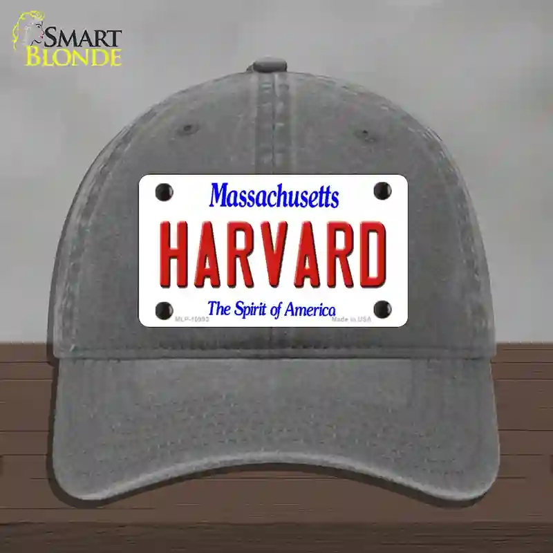 HAT08-MLP-10993 4 x 2.2 in. Harvard Massachusetts Novelty License Plate Hat, Charcoal - Unconstructed Cotton