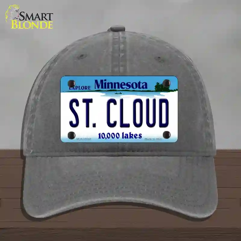 HAT08-MLP-11040 4 x 2.2 in. St Cloud Minnesota State Novelty License Plate Hat, Charcoal - Unconstructed Cotton