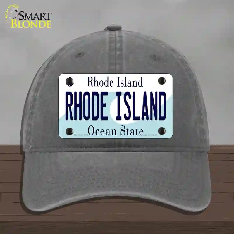 HAT08-MLP-11179 4 x 2.2 in. Rhode Island State Novelty License Plate Hat, Charcoal - Unconstructed Cotton