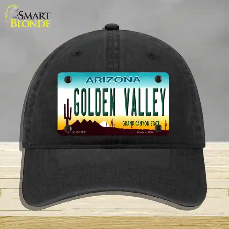 HAT07-MLP-12281 4 x 2.2 in. Golden Valley Arizona Novelty License Plate Hat, Black - Unconstructed Cotton
