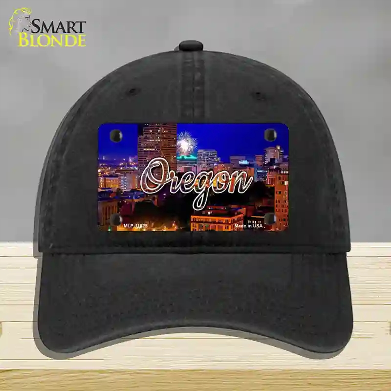 HAT07-MLP-11625 4 x 2.2 in. Oregon Firework City Lights State Novelty License Plate Hat, Black - Unconstructed Cotton