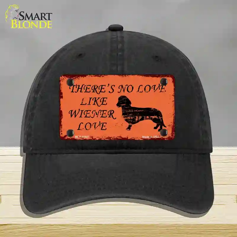 HAT07-MLP-11687 4 x 2.2 in. Wiener Love Novelty License Plate Hat, Black - Unconstructed Cotton