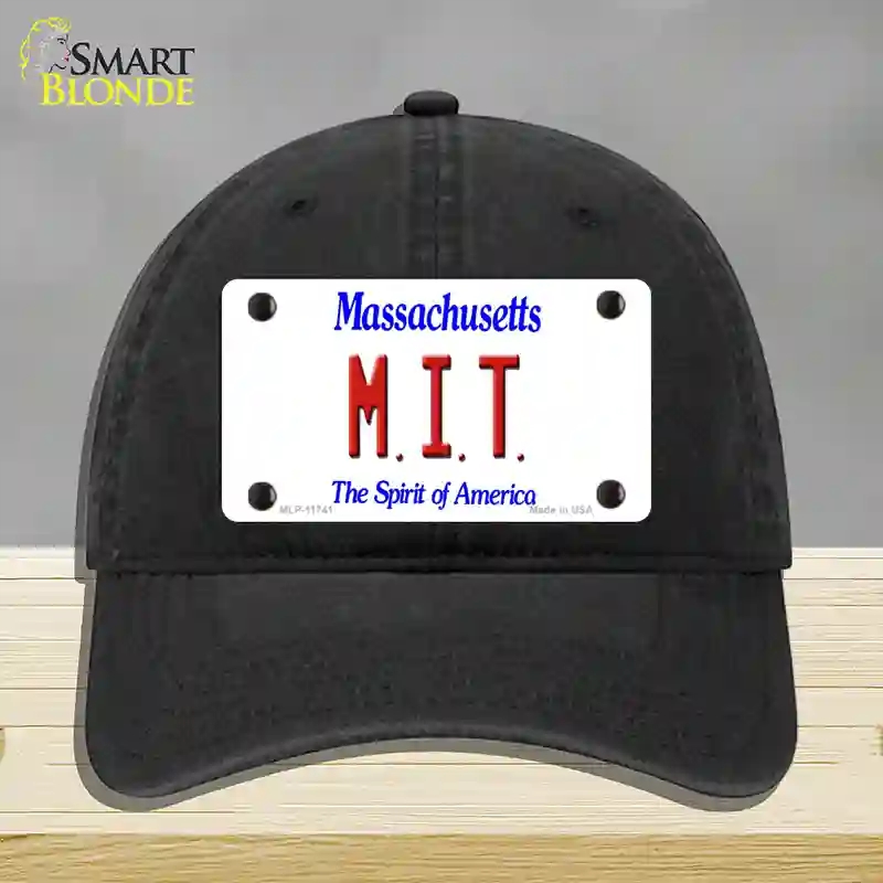 HAT07-MLP-11741 4 x 2.2 in. MIT Massachusetts State Novelty License Plate Hat, Black - Unconstructed Cotton