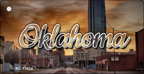 1.5 x 3 in. Oklahoma Sunset Skyline Key Chain