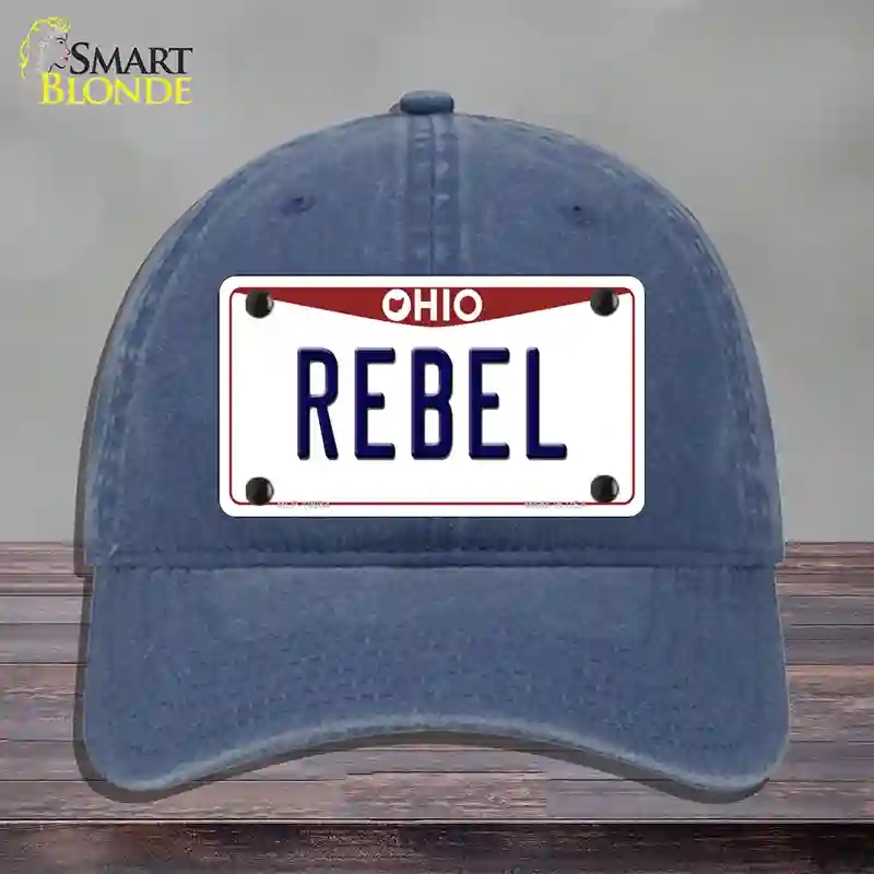 HAT11-MLP-10084 4 x 2.2 in. Rebel Ohio Novelty License Plate Hat, Navy - Unconstructed Cotton