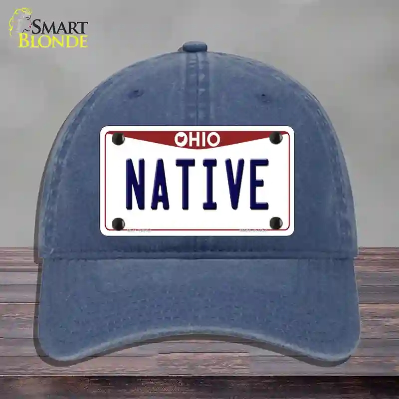 HAT11-MLP-10092 4 x 2.2 in. Native Ohio Novelty License Plate Hat, Navy - Unconstructed Cotton