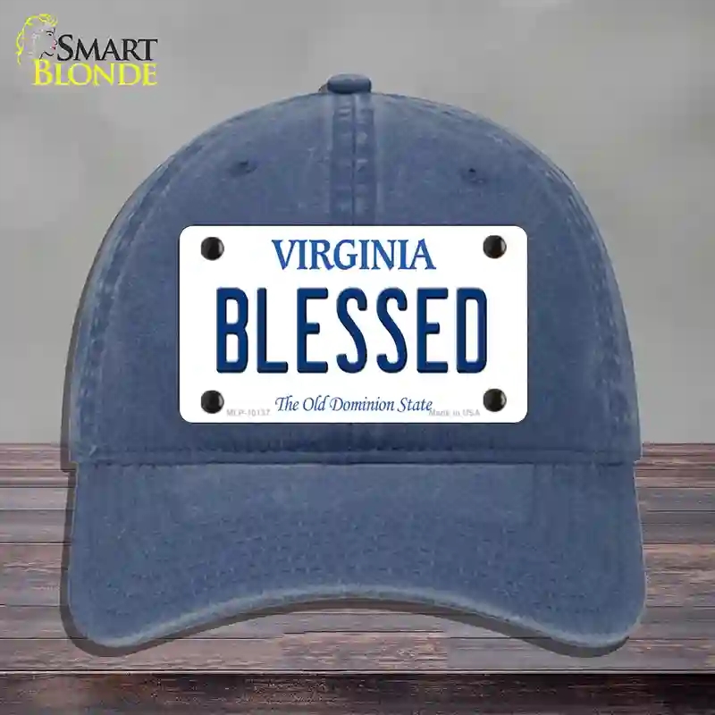 HAT11-MLP-10137 4 x 2.2 in. Blessed Virginia Novelty License Plate Hat, Navy - Unconstructed Cotton