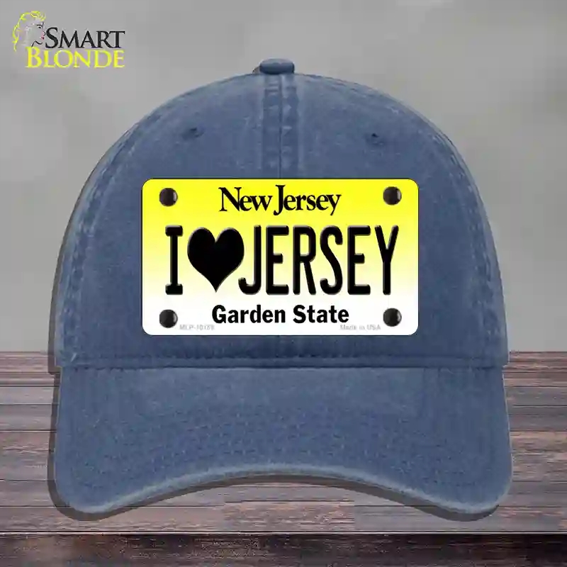 HAT11-MLP-10155 4 x 2.2 in.   Jersey I Love Jersey Novelty License Plate Hat, Navy - Unconstructed Cotton
