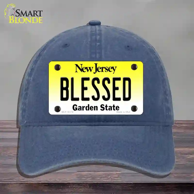 HAT11-MLP-10174 4 x 2.2 in. Blessed Jersey Novelty License Plate Hat, Navy - Unconstructed Cotton