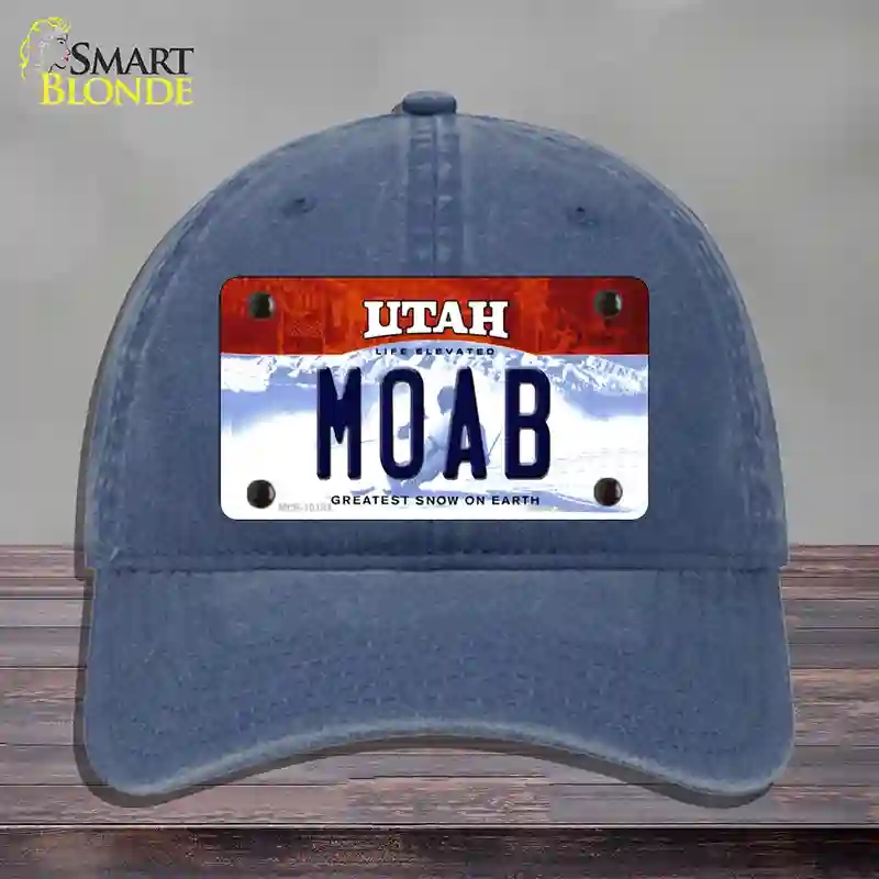 HAT11-MLP-10191 4 x 2.2 in. Moab Utah Novelty License Plate Hat, Navy - Unconstructed Cotton