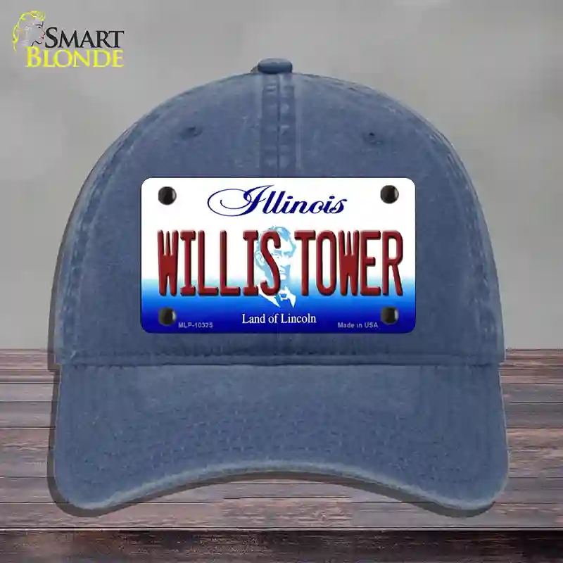 HAT11-MLP-10325 4 x 2.2 in. Willis Tower Illinois Novelty License Plate Hat, Navy - Unconstructed Cotton