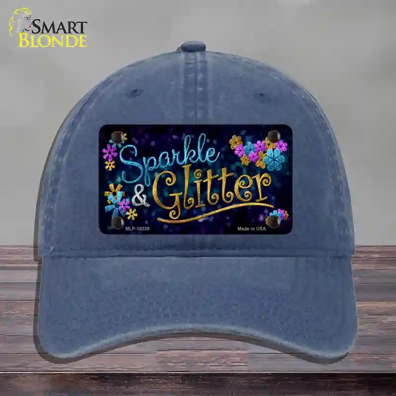 HAT11-MLP-10336 4 x 2.2 in. Sparkle & Glitter Novelty License Plate Hat, Navy - Unconstructed Cotton