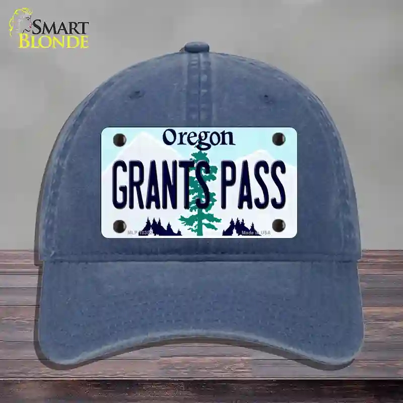HAT11-MLP-10352 4 x 2.2 in. Grants Pass Oregon Novelty License Plate Hat, Navy - Unconstructed Cotton
