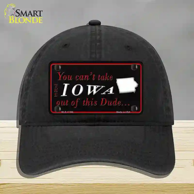 HAT07-MLP-11269 4 x 2.2 in. Iowa Dude Novelty License Plate Hat, Black - Unconstructed Cotton