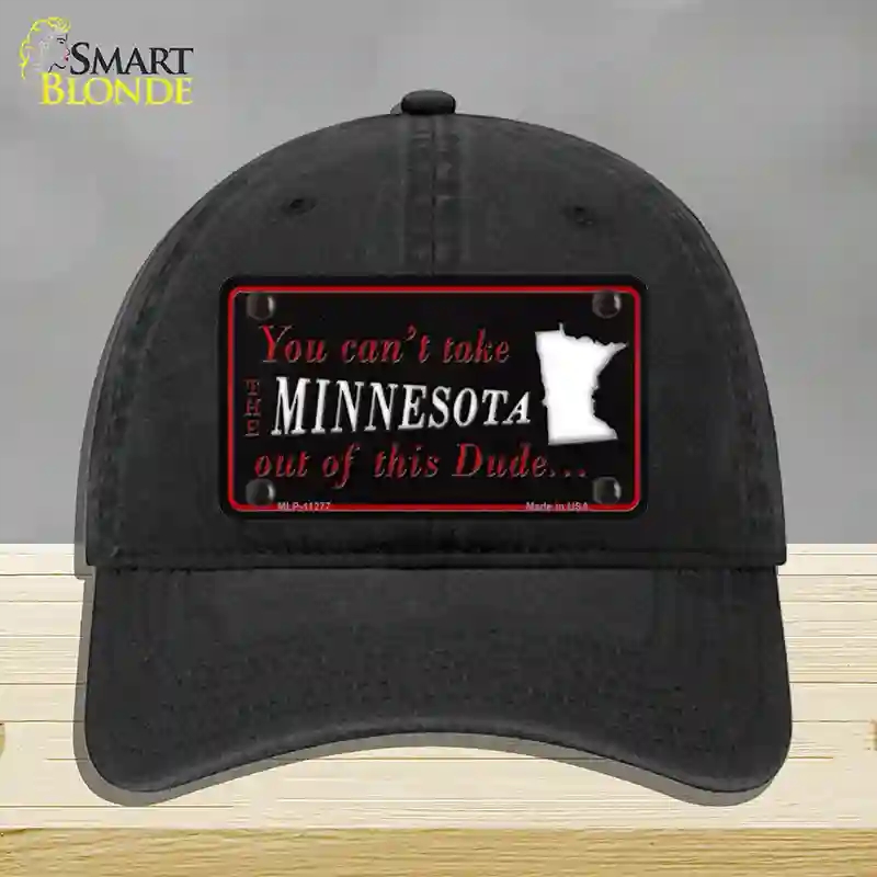 HAT07-MLP-11277 4 x 2.2 in. Minnesota Dude Novelty License Plate Hat, Black - Unconstructed Cotton