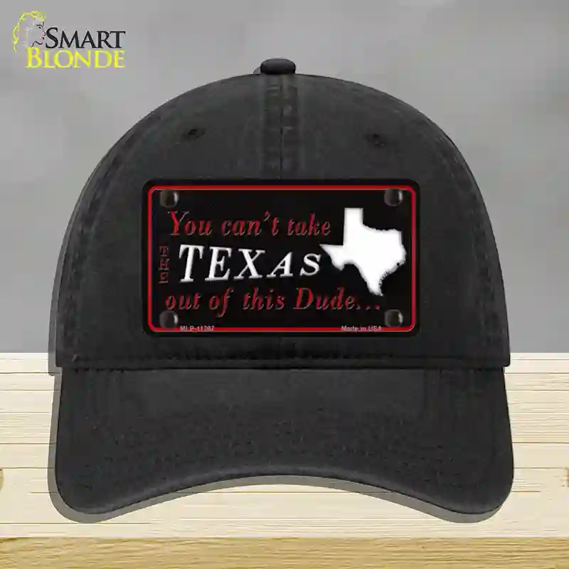 HAT07-MLP-11297 4 x 2.2 in. Texas Dude Novelty License Plate Hat, Black - Unconstructed Cotton