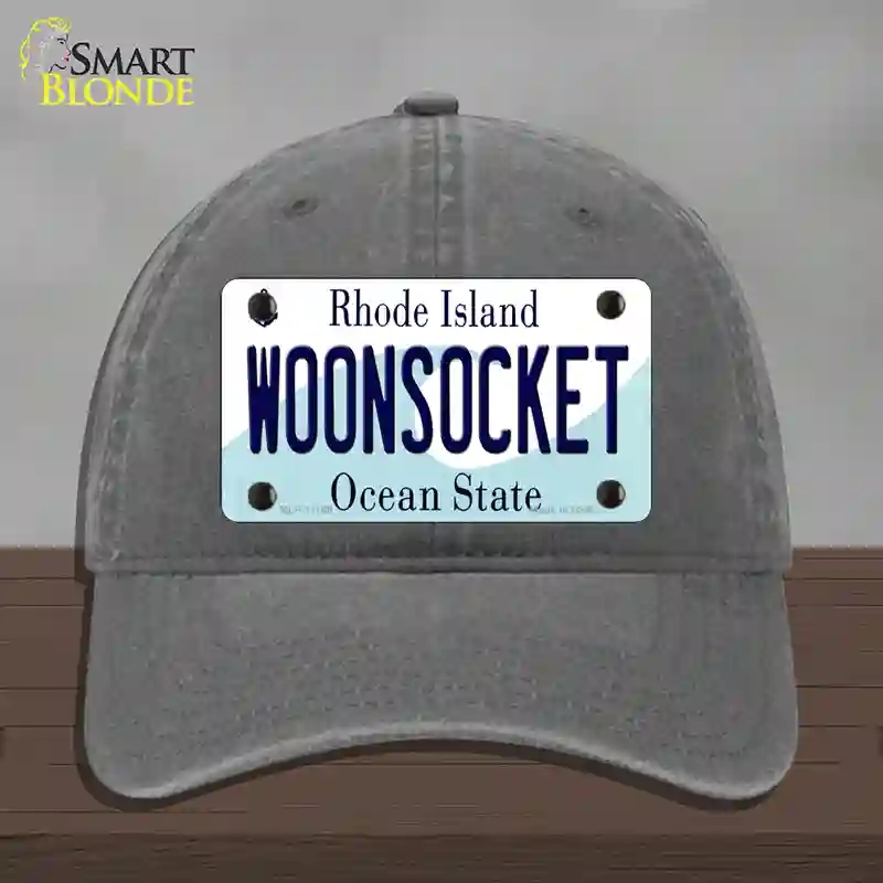 HAT08-MLP-11186 4 x 2.2 in. Woonsocket Rhode Island State Novelty License Plate Hat, Charcoal - Unconstructed Cotton