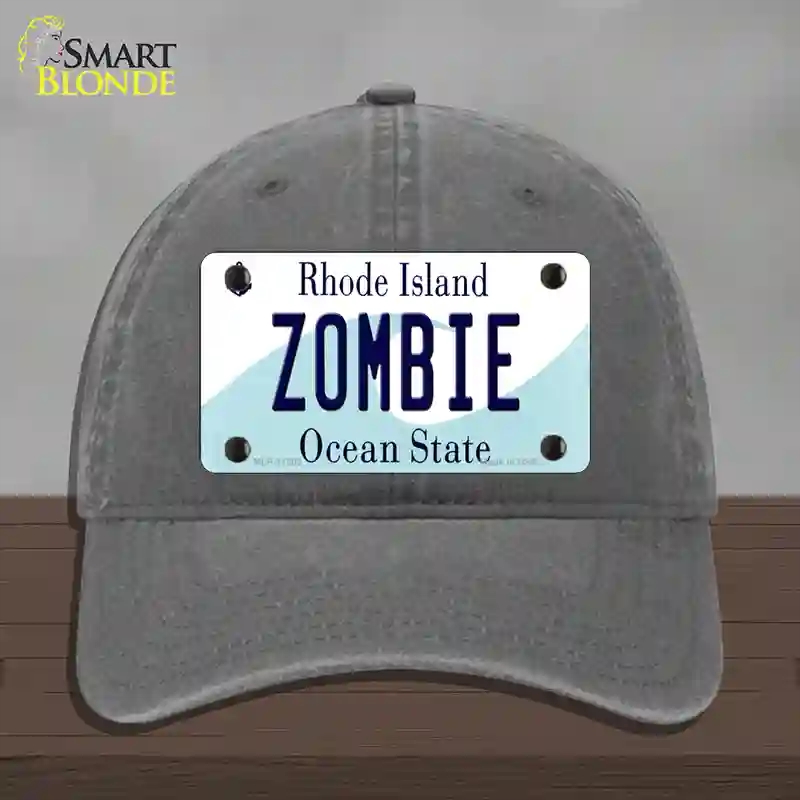 HAT08-MLP-11203 4 x 2.2 in. Zombie Rhode Island State Novelty License Plate Hat, Charcoal - Unconstructed Cotton