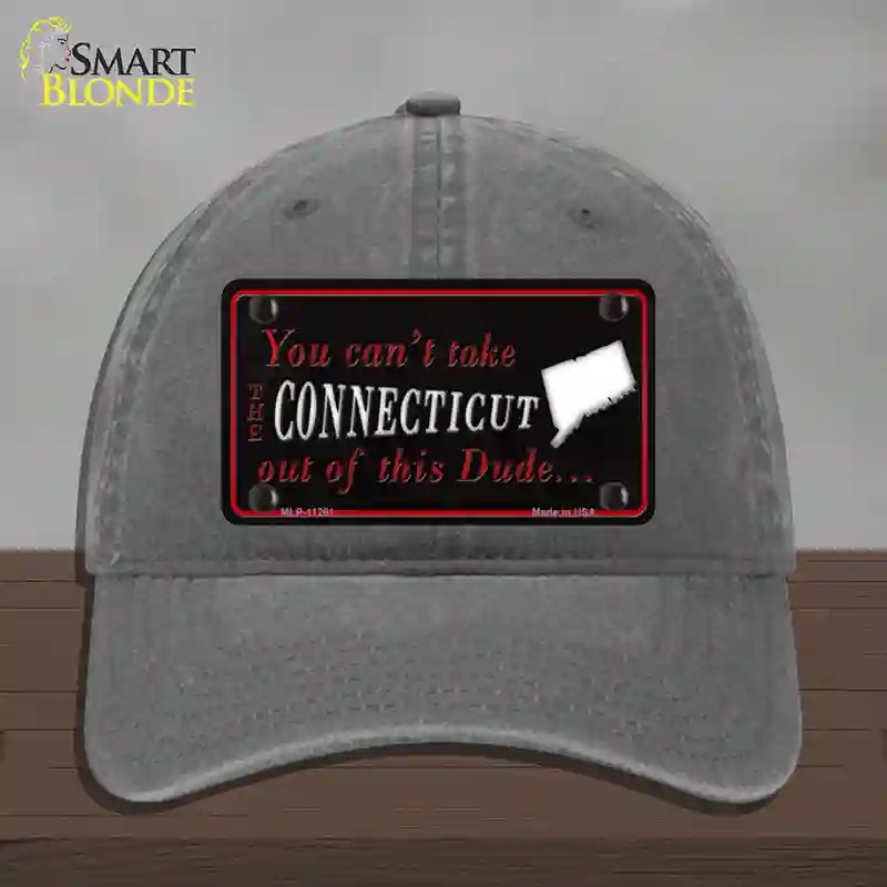 HAT08-MLP-11261 4 x 2.2 in. Connecticut Dude Novelty License Plate Hat, Charcoal - Unconstructed Cotton
