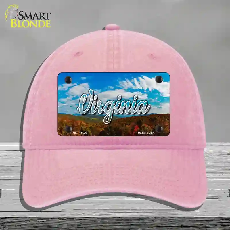 HAT12-MLP-11636 4 x 2.2 in. Virginia Mountain Range State Novelty License Plate Hat, Pink - Unconstructed Cotton