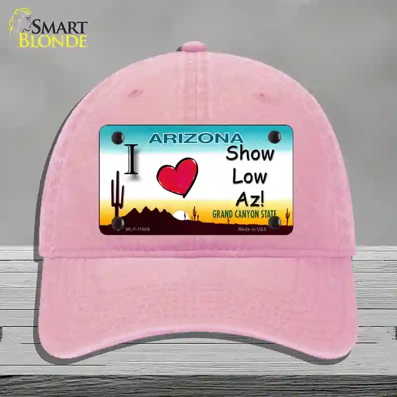 HAT12-MLP-11805 4 x 2.2 in. I Love Show Low AZ Novelty License Plate Hat, Pink - Unconstructed Cotton