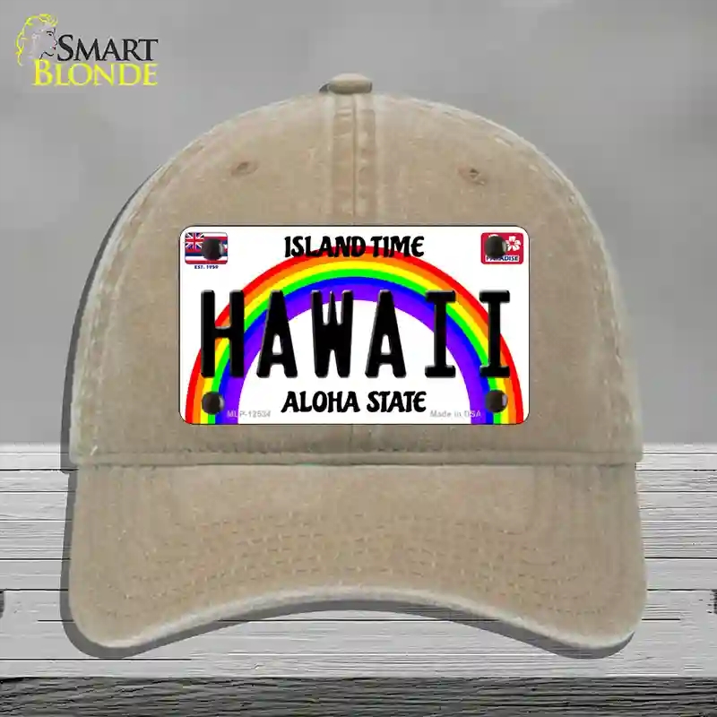 HAT09-MLP-12534 4 x 2.2 in. Hawaii Novelty License Plate Hat, Khaki - Unconstructed Cotton